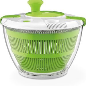 Large Spin Stop Salad Spinner- Wash, Spin & Dry Salad Greens, Fruits & Vegetables